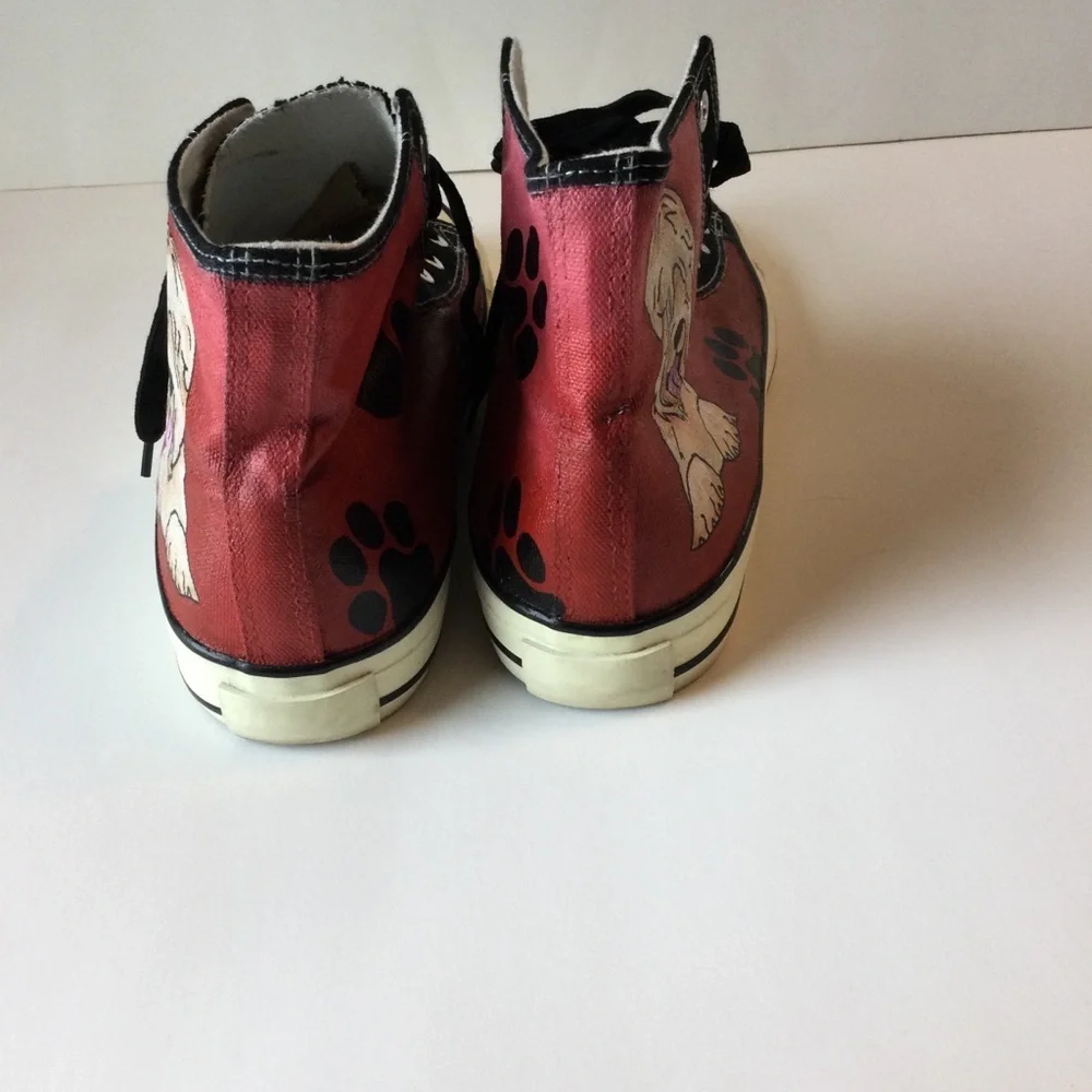 Tony-P Black and Red High-Top Sneakers with Chic Dog Design Size 40 or kids 7